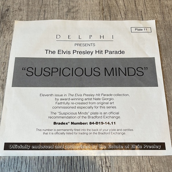 Elvis Presley Suspicious Minds Plate - Picture 7 of 8
